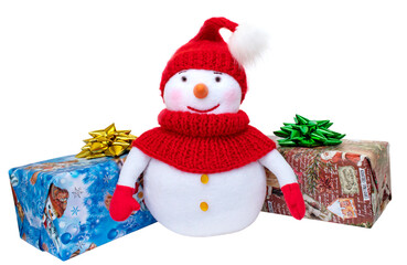 Snowman and gift boxes