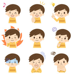 男の子の表情パターン9種類