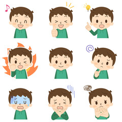 男の子の表情パターン9種類