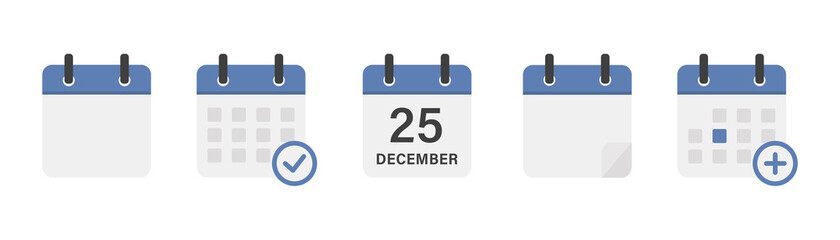 Calendar icon collection. Calendar symbols templates. Time management signs. Stock vector