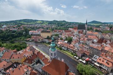 Fototapeta na wymiar Broad view of Cesky Krumlov - Cesky Krumlov, Czech Republic