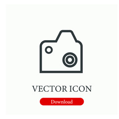 Camera vector icon. Editable stroke. Symbol in Line Art Style for Design, Presentation, Website or Apps Elements, Logo. Pixel vector graphics - Vector