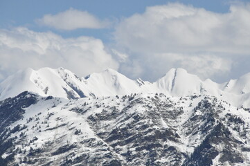 Fototapeta na wymiar Pyrenees, France, mountain peaks, snow-capped slopes,