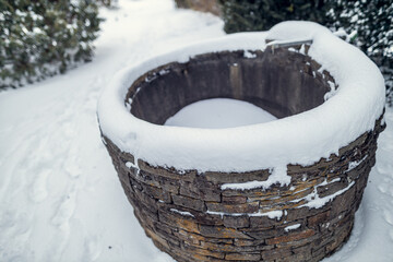 Snow covered well