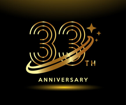Golden 33 year anniversary celebration logo design inspiration