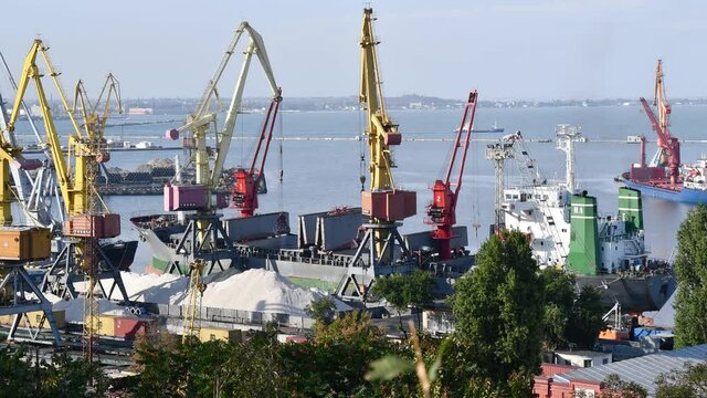 Time lapse marine port and bulk cargo shipment