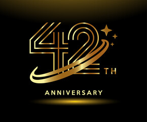 Obraz premium Golden 42 year anniversary celebration logo design inspiration