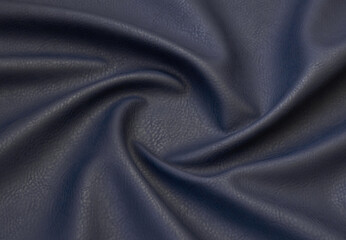 blue artificial leather with waves and folds on PVC base