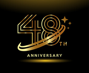 Golden 48 year anniversary celebration logo design inspiration