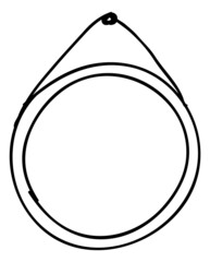 Round frame hanging on wall in linear doodle style