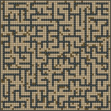 pattern with big maze made of cubes in ortho view