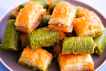 Baklava, traditional middle eastern, Turkish and Arabic sweet desert
