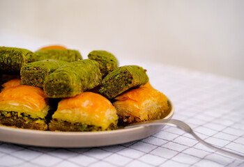 Baklava, traditional middle eastern, Turkish and Arabic sweet desert