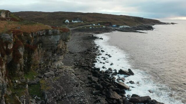 Drone view of Elgol Beach, Isle of Skye, Scotland