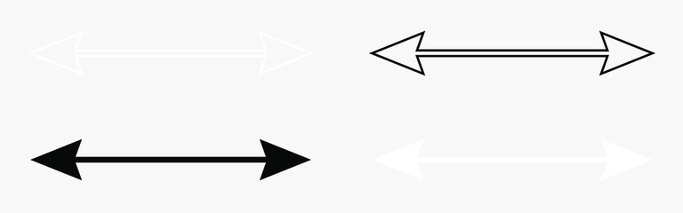 Double arrow icon, two side simple icon vector, Arrow icon isolated on gray  background