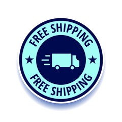 &ldquo;FREE SHIPPING&rdquo; vector label. Illustration of &ldquo;FREE SHIPPING&rdquo; rounded label. Isolated element on white background. Editable colors.