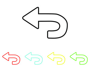Go back return arrow icon. Go back return arrow icon sign symbol in trendy flat style. Set elements in colored icons. Go back return arrow icon illustration isolated on white background