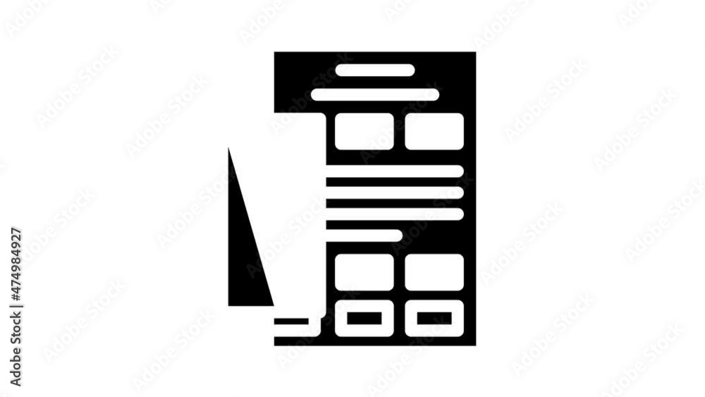 Wall mural insert booklet animated glyph icon insert booklet sign. isolated on white background