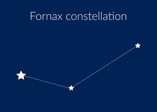 Fornax zodiac constellation sign with stars on blue background of cosmic sky