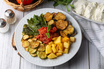 Turkish style mixed vegetable fried (Karisik Kizartma)