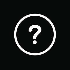 Question Mark Icon in Circle - Vector, Sign and symbol for web site design, logo, app, UI. Question mark icon illustration on black background