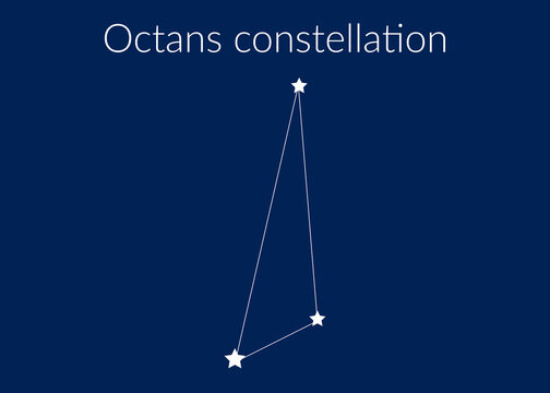 Octans zodiac constellation sign with stars on blue background of cosmic sky
