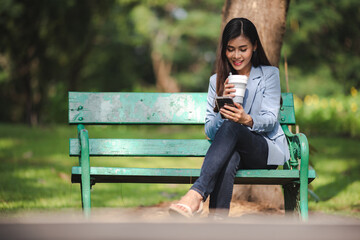 young business woman person using smartphone to working online with mobile