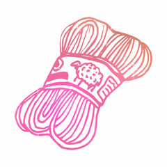 Vector simple abstract isolated illustration with a skein of sheep wool yarn, label. Knitting concept. You can use element in web design, banners. Texture of magical, pink, starry sky, galaxy.