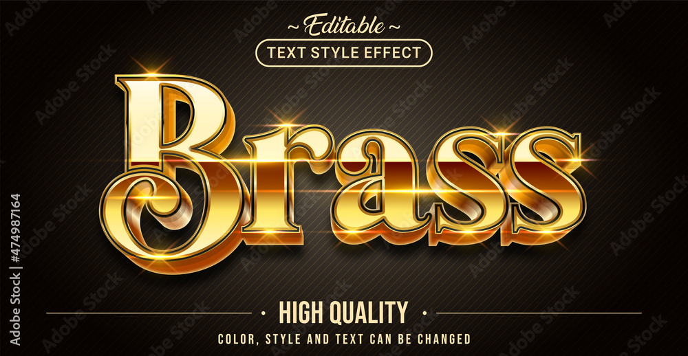 Poster Editable text style effect - Brass text style theme.