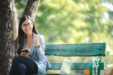 young business woman person using smartphone to working online with mobile