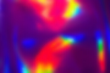 Holographic abstract background. Rainbow neon halftone foil texture pattern