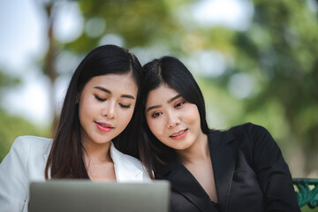 LGBT people concept, Lesbian Asian woman person are happy together lifestyle