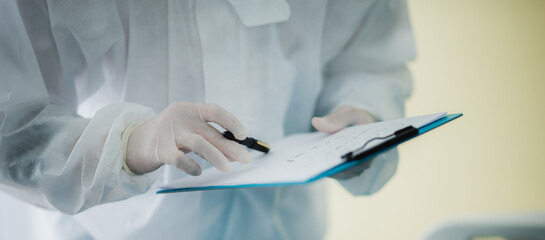 professional doctor working in medical checking up patient in hospital clinic, health care concept