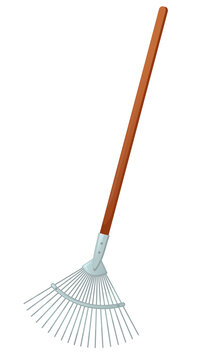 recommend clip art: Garden rake for autumn leaves isolated on white background. Tool for gardening, agriculture, farming. Soil cultivator. Cartoon flan vector illustration
