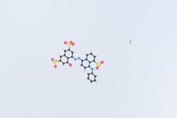 Coomassie blue molecule made with balls, scientific molecular model. 3D rendering