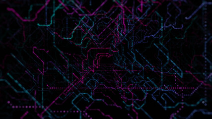 Grid, corner structure from glow particles