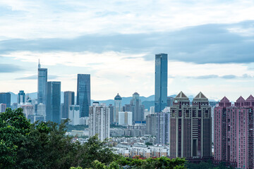 Obraz premium Shen Zhen skyscraper building landscape, China business urban city in modern