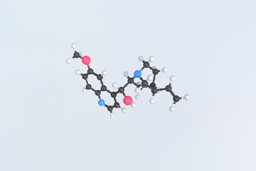 Molecule of Quinine. Isolated molecular model, 3D rendering