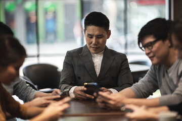 professional business male person, smart businessman are happy at modern office