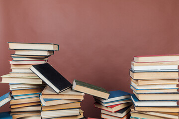 many educational books for college university studies as a background