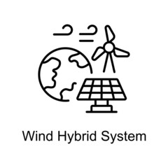 Wind Hybrid System vector outline icon for web isolated on white background EPS 10 file