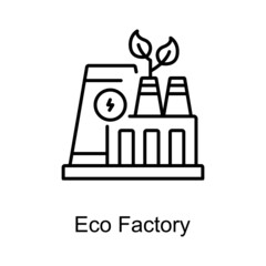 Eco Factory vector outline icon for web isolated on white background EPS 10 file