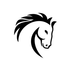 Horse head shilouette can be used as clip art, icon or logo design