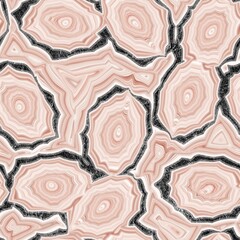 Seamless banded agate geode marble rock with gray stone edge surface pattern design for print. High quality illustration. Infinite continuous repeat of agate mineral stone abstract wallpaper design.