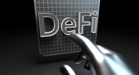 DeFi -Decentralized Finance blockchain financial technology banking system	
