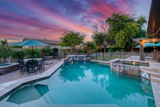 Pool at sunset