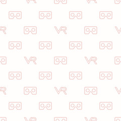 Seamless vector pattern with pink VR logos. Virtual reality logos