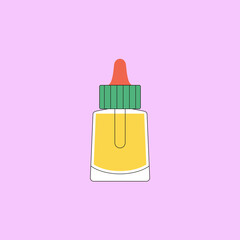 Vector illustration of face oil bottle. Beauty product and online shopping. Korean cosmetic. Can be used as illustration in banner, social media, highlights, typographic design. Skin care concept