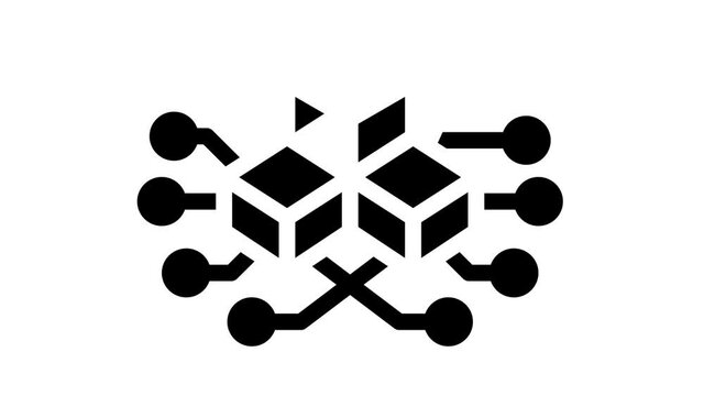 blockchain blocks animated glyph icon blockchain blocks sign. isolated on white background