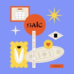 Sale banner template. Advertising poster design for online store, blog, social media, offers and promotion. Vector illustration. Online shopping. 